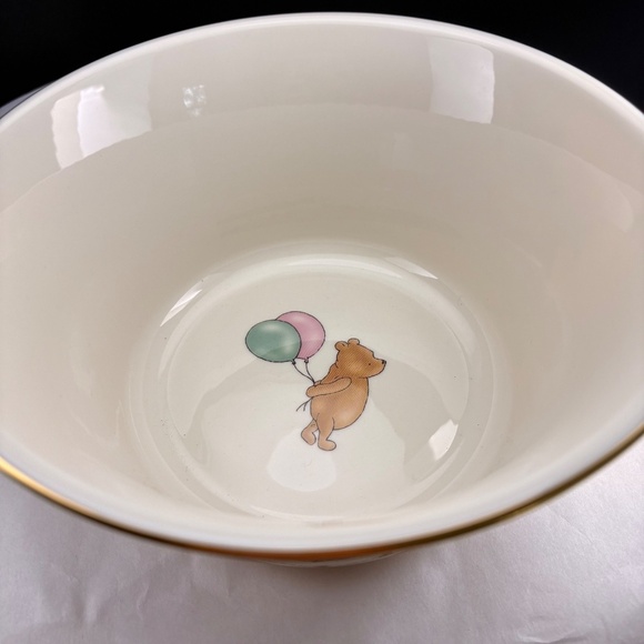Disney Winnie The Pooh "Balloons of Cheer" Bowl - Ivory China Gold Rim 8.75x4.25 - Picture 9 of 13